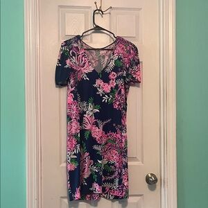 Lilly Pulitzer Navy and Pink Floral Mini Dress